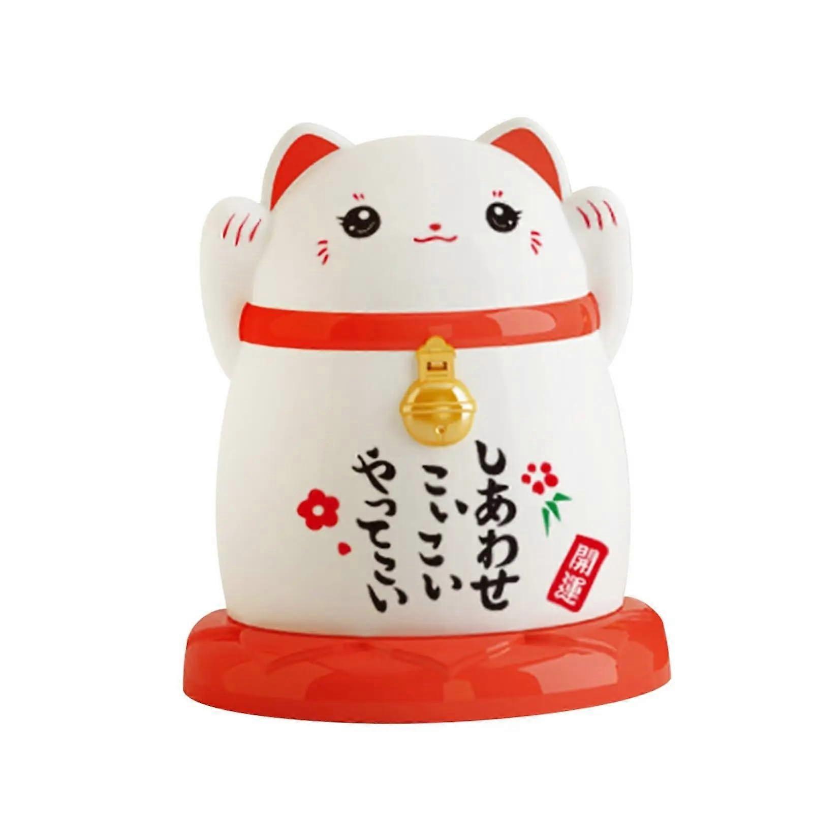 Lucky Cat Toothpick Holder Dispenser Box for Kitchen Dorm Restaurant White 2 Pack