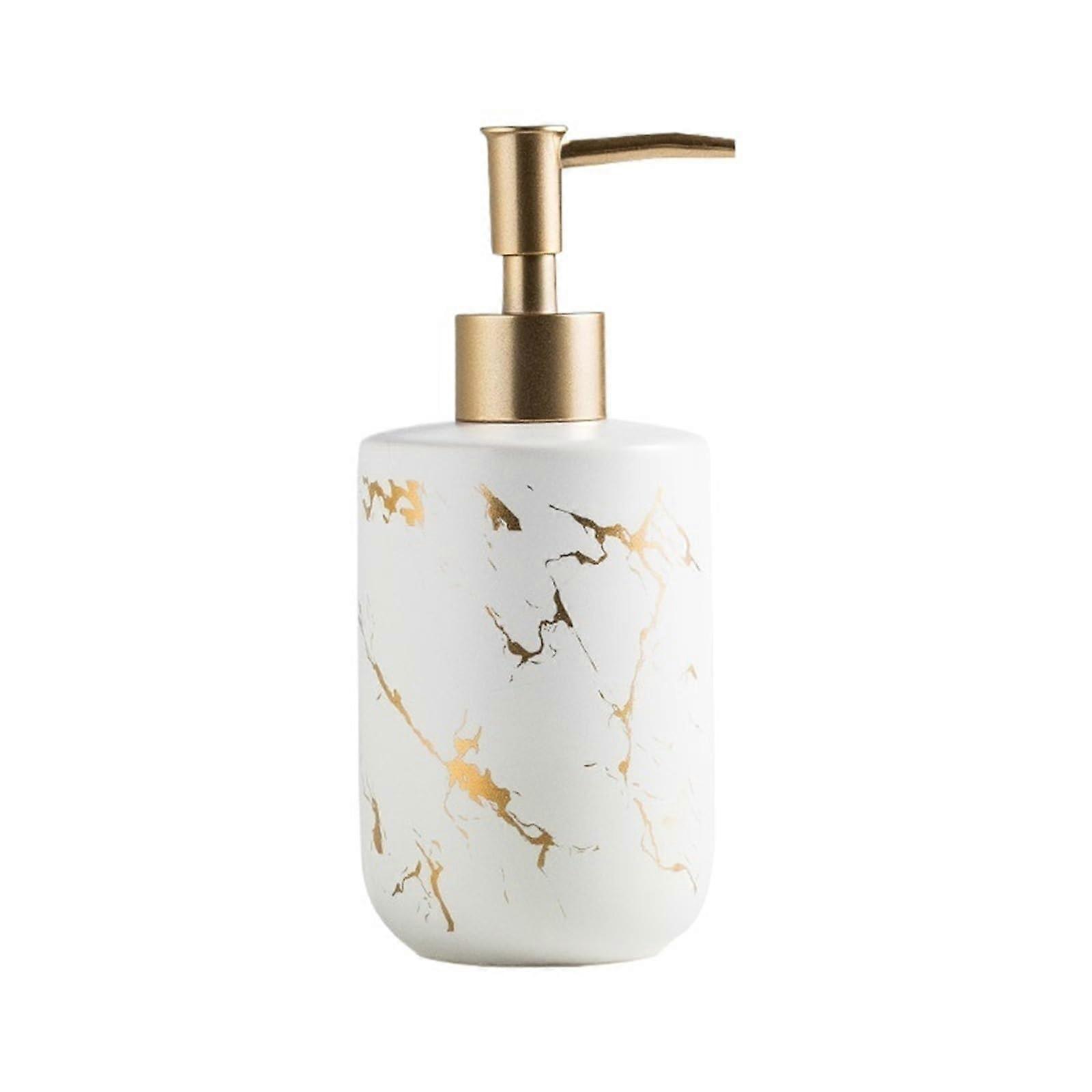 Ceramic Soap Dispenser with Pump 400ml White Refillable Lotion Bottle for Bathroom and Kitchen