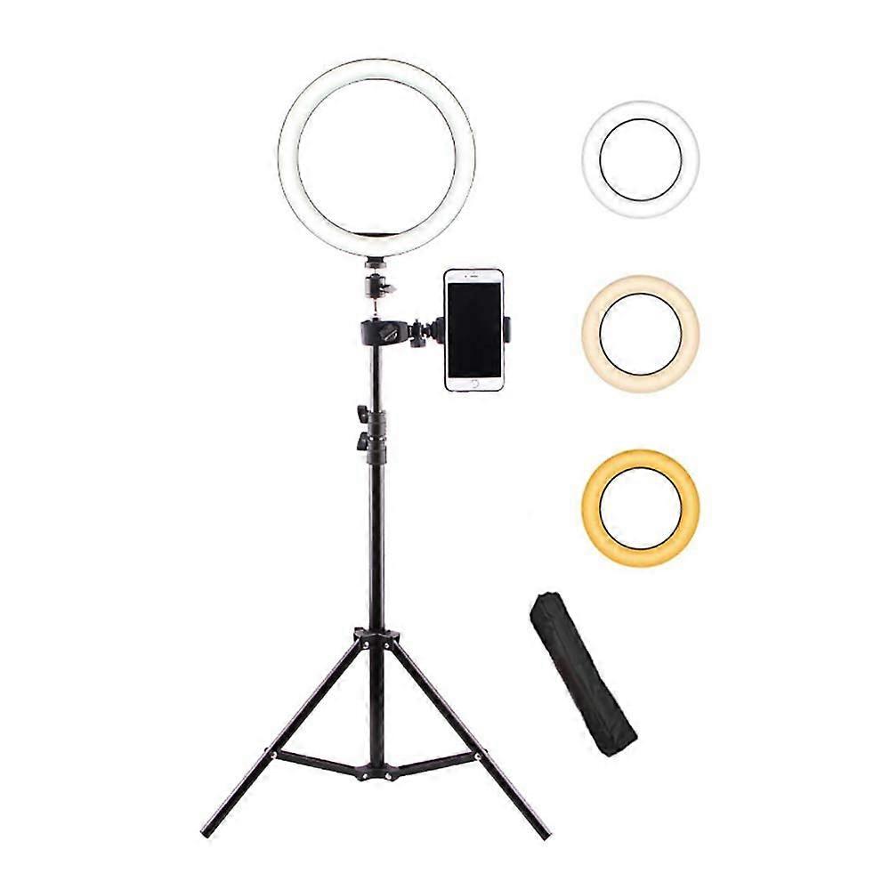 10' Ring Light with Tripod Stand and Phone Holder, Dimmable LED for Makeup Live Streaming