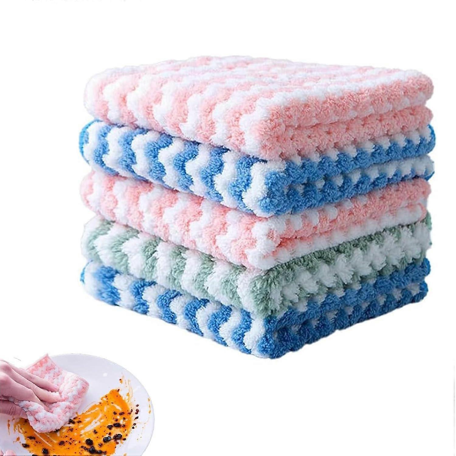 Microfiber Cleaning Cloths Super Absorbent Fast Drying Reusable Kitchen Dish Towels 5PCS