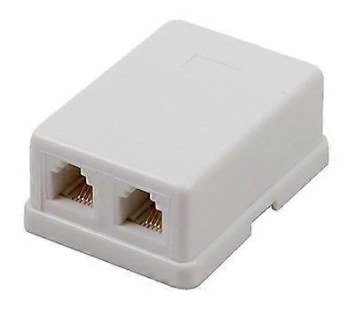 Dual Modular Telephone Jack 4 Wire Surface Mount White Connector for Dual Device Connection