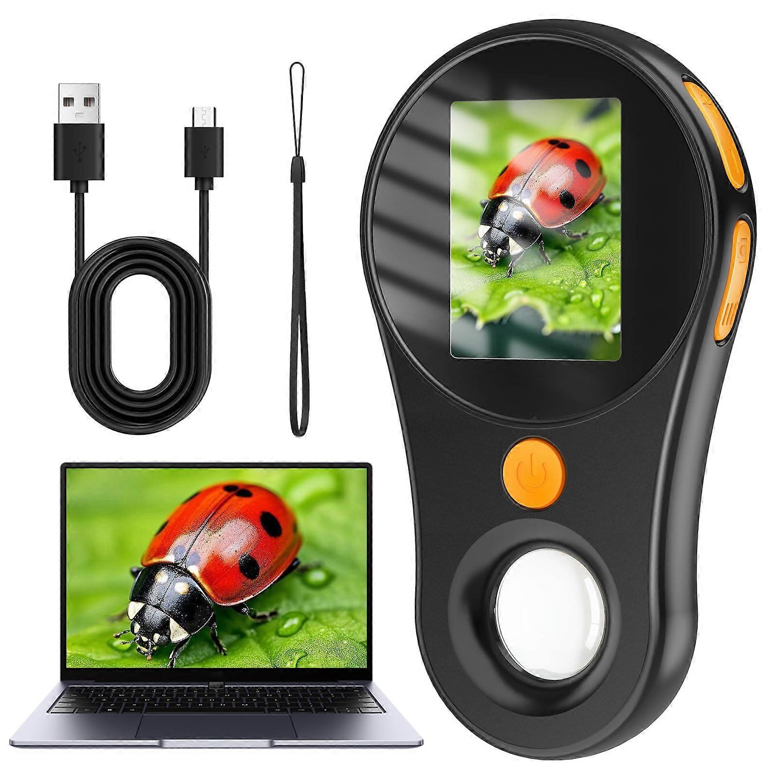 Digital Microscope 500x with 8 LED Lights, Full HD Sharp Imaging, Dual Magnification Mode, Pocket Design