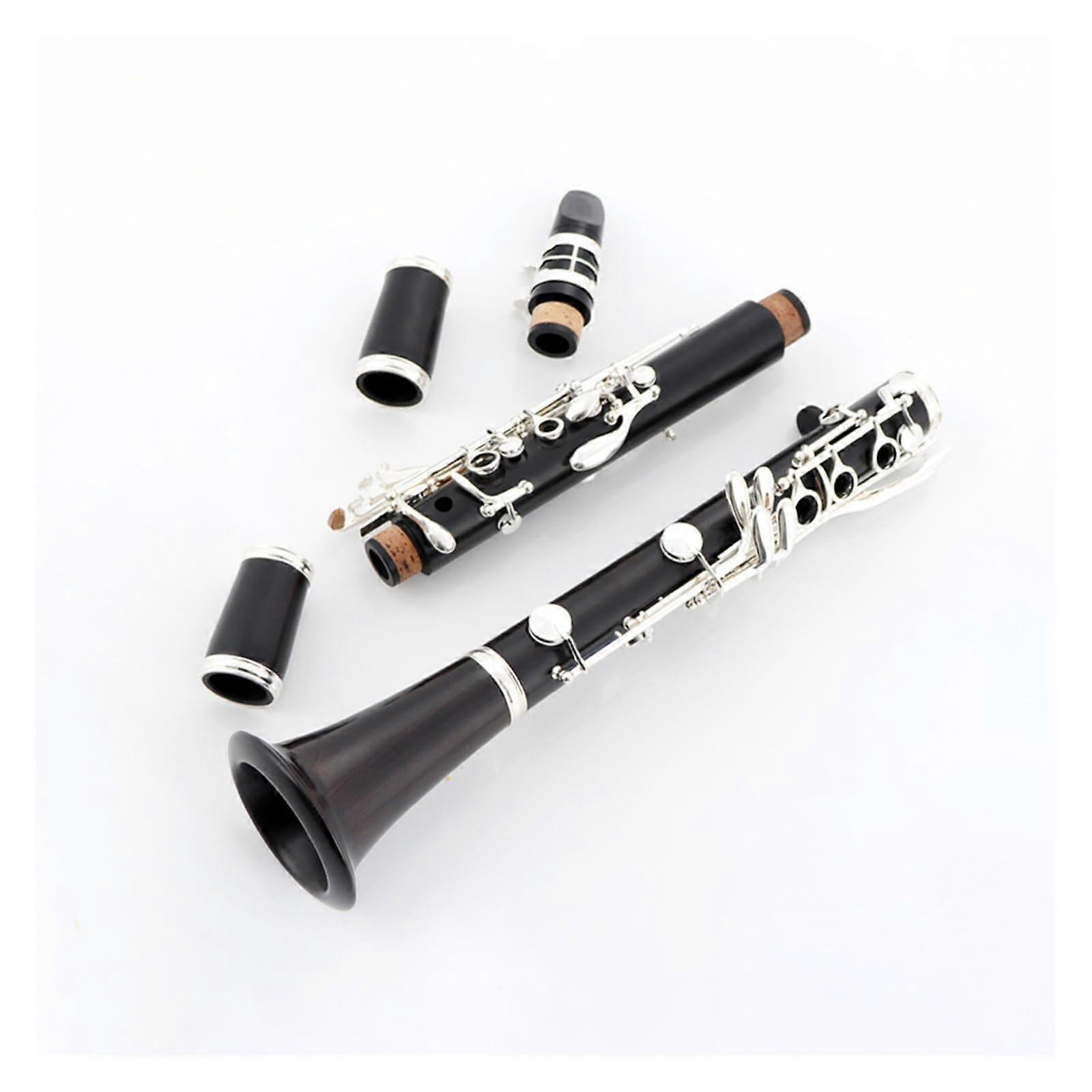 B Flat Clarinet Professional Natural Ebony Body with SilverPlated Keys for Performance