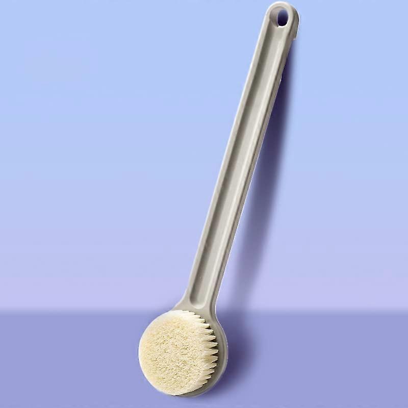 Bath Brush and Back Scrubber with Long Handle, Gentle Exfoliating Nylon Bristles, Grey