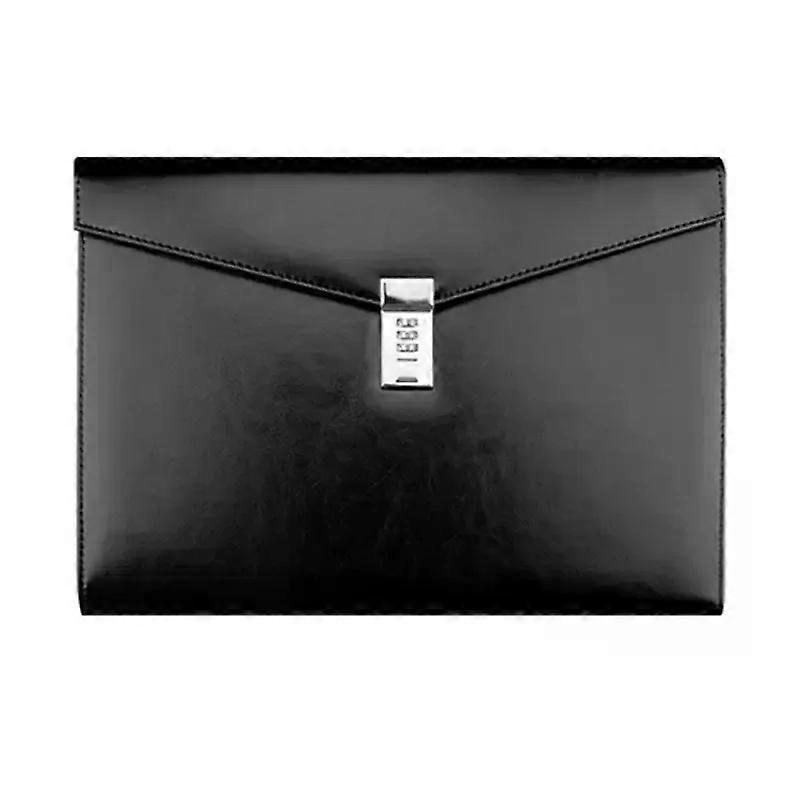 Document File Folder with Password Lock Briefcase PU Leather Office Manager Bag