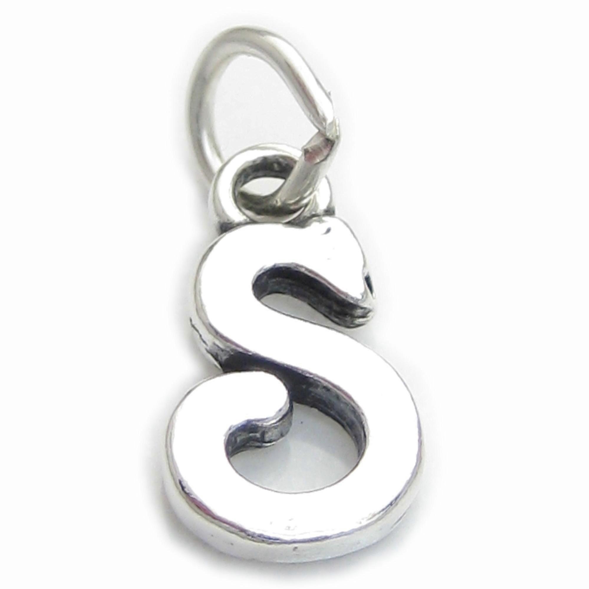 Script Letter S Initial sterling silver charm .925 x 1 Letters charms
