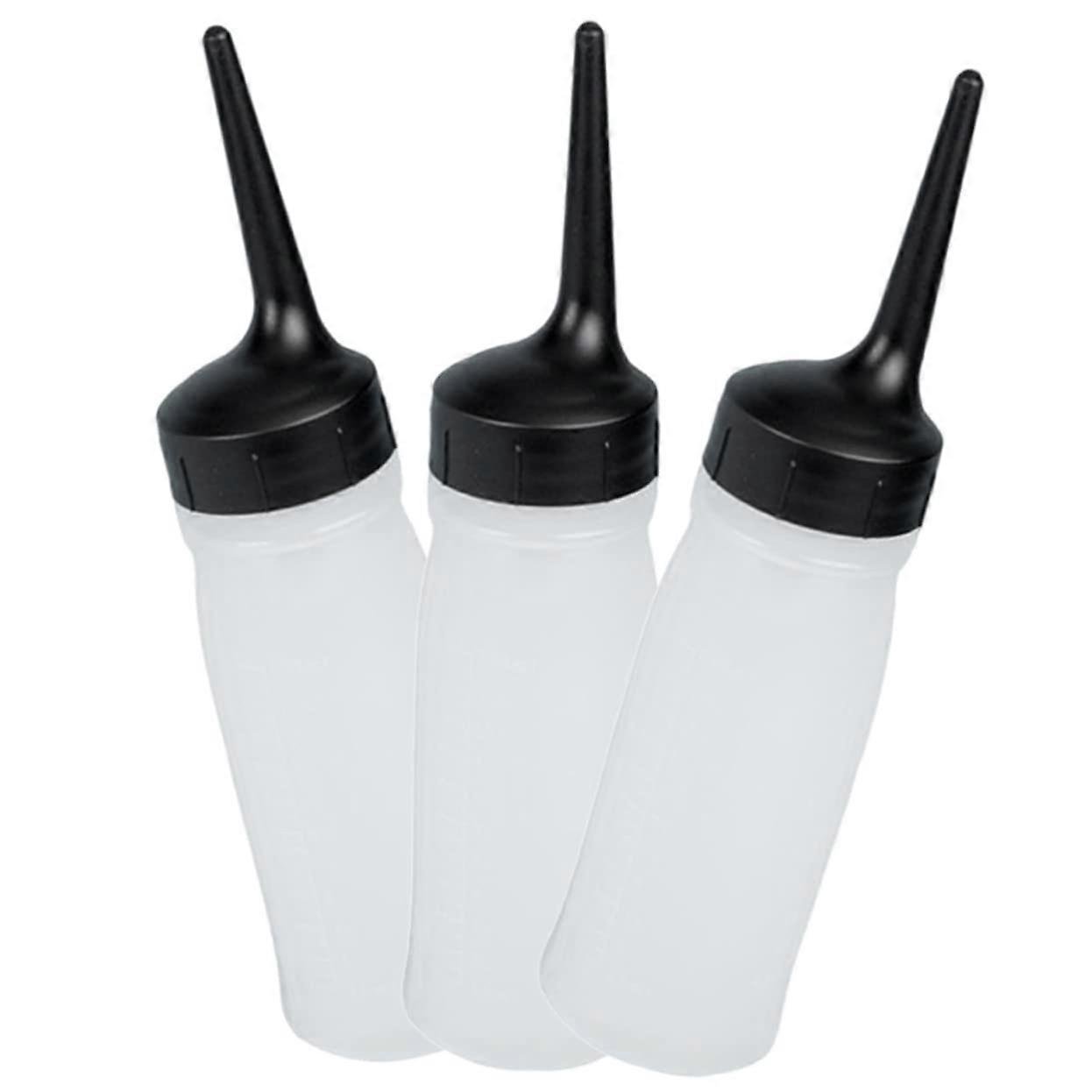 3pcs Refillable Hair Dye Applicator Bottles with Pointed Tip for Precise Hair Coloring