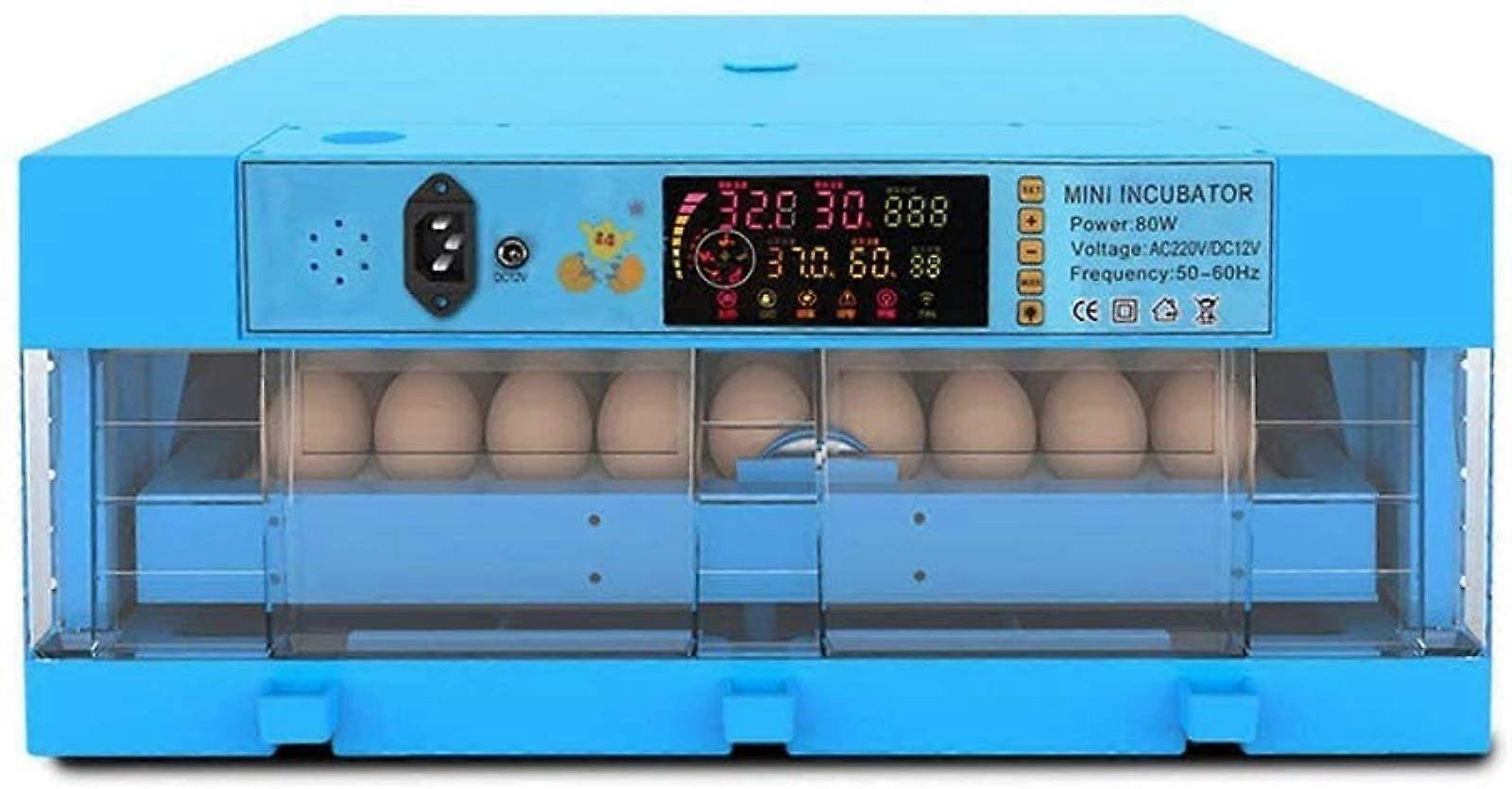 Automatic Egg Incubator with LED Display, 64 Eggs, Auto Turning, Temp Humidity Control for Poultry