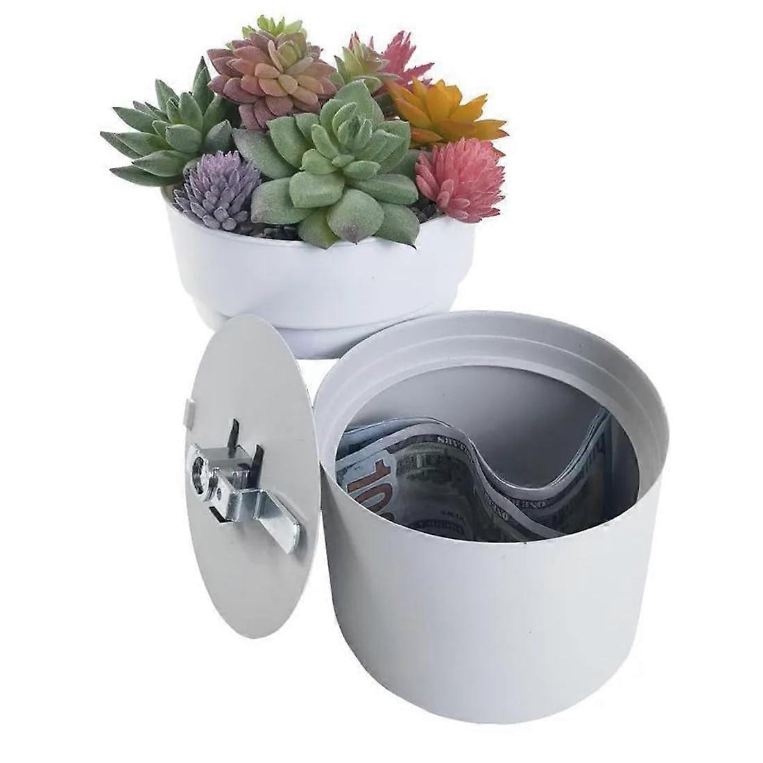 Hidden Storage Flower Pot with Key Lock, Dual Function Planter Safe for Valuables and Cash
