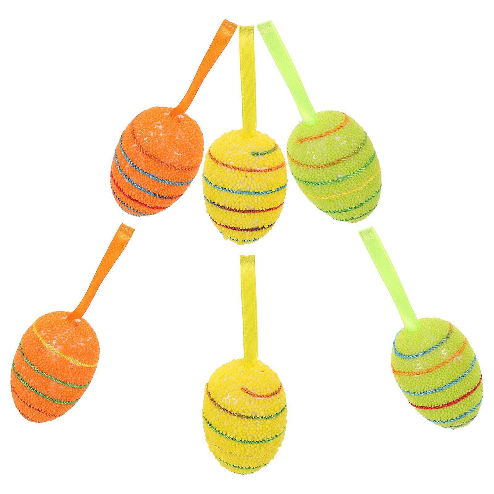 Easter Egg Decor Foam Hanging Ornaments for Decoration 6Pcs