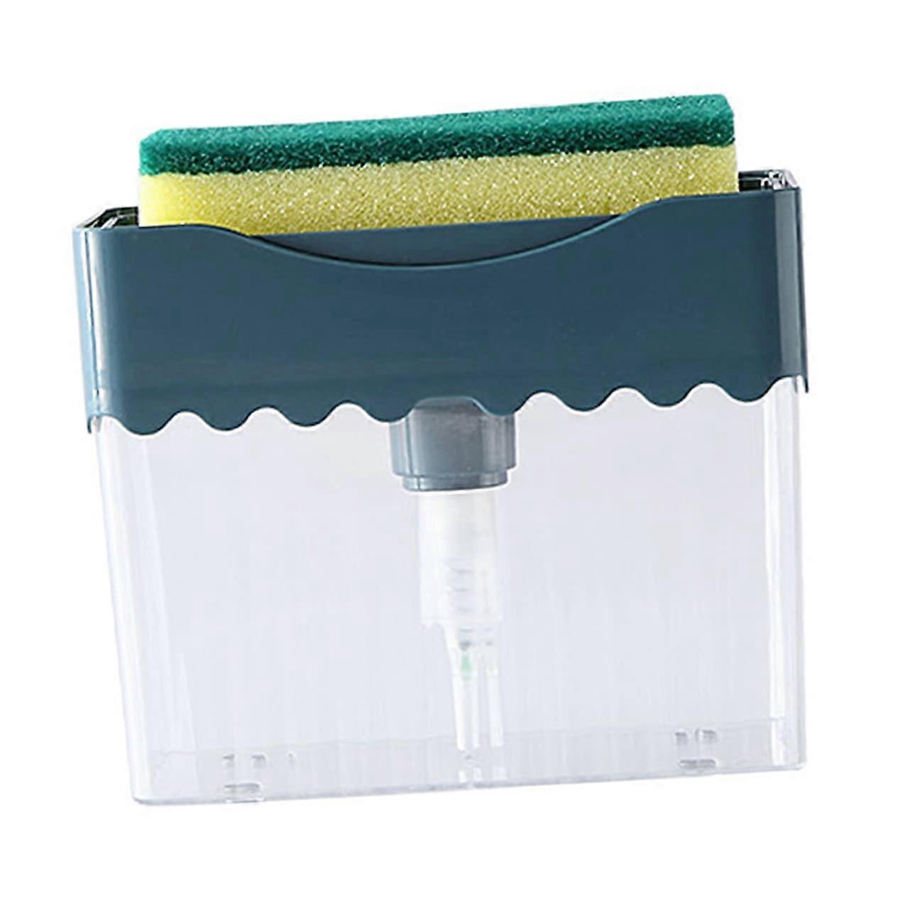 Automatic Soap Dispenser with Sponge, Compact Dark Blue Liquid Detergent Dispenser for Kitchen