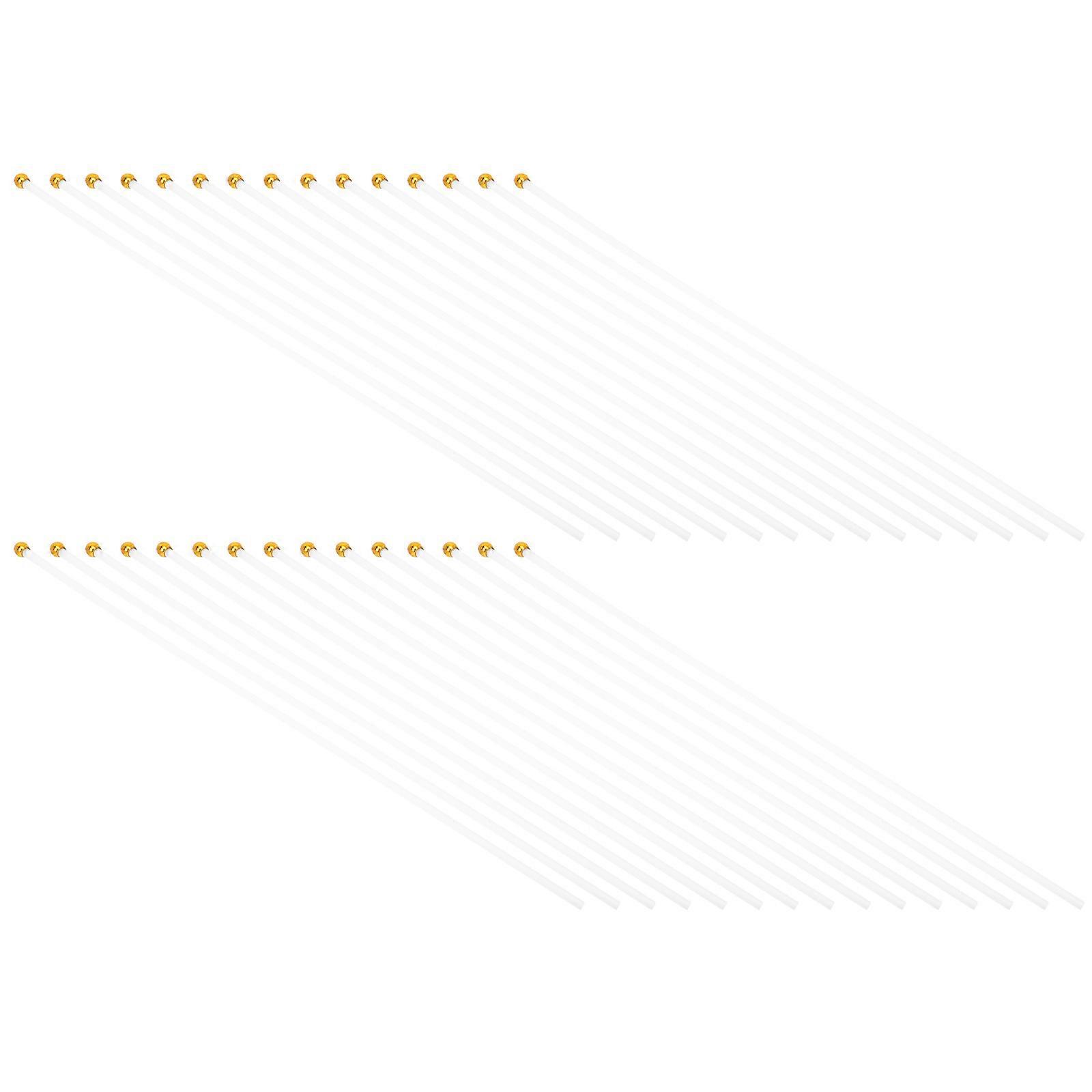 100Pcs Plastic Flag Poles for Flag Use with Sturdy Round Head White