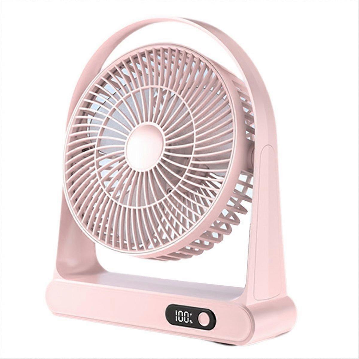Desktop USB Small Fan, Mini Rechargeable Digital Display Fan,Pink