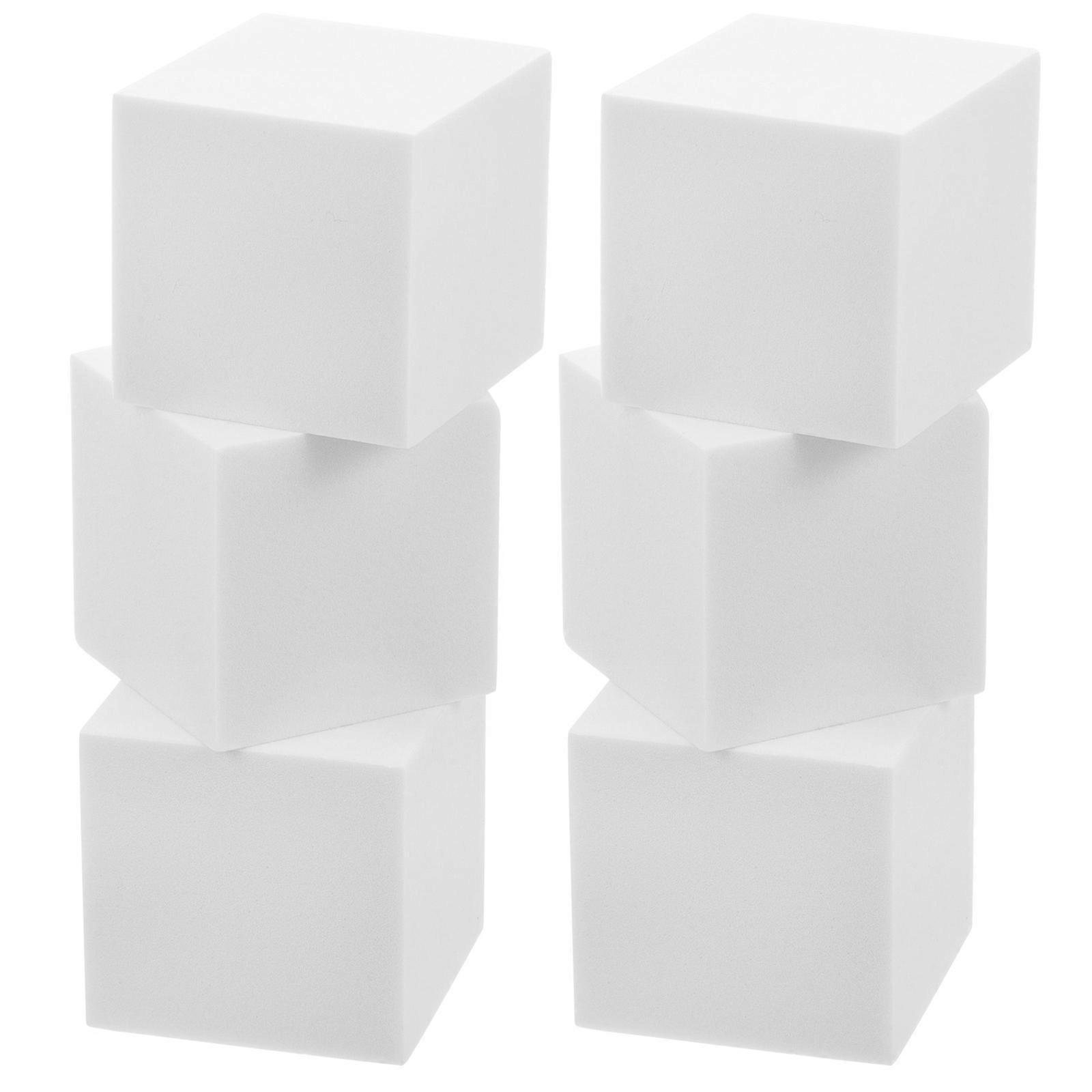 Blank Foam Cube for DIY Craft 6Pcs Unpainted Smooth Foam Blocks Grey