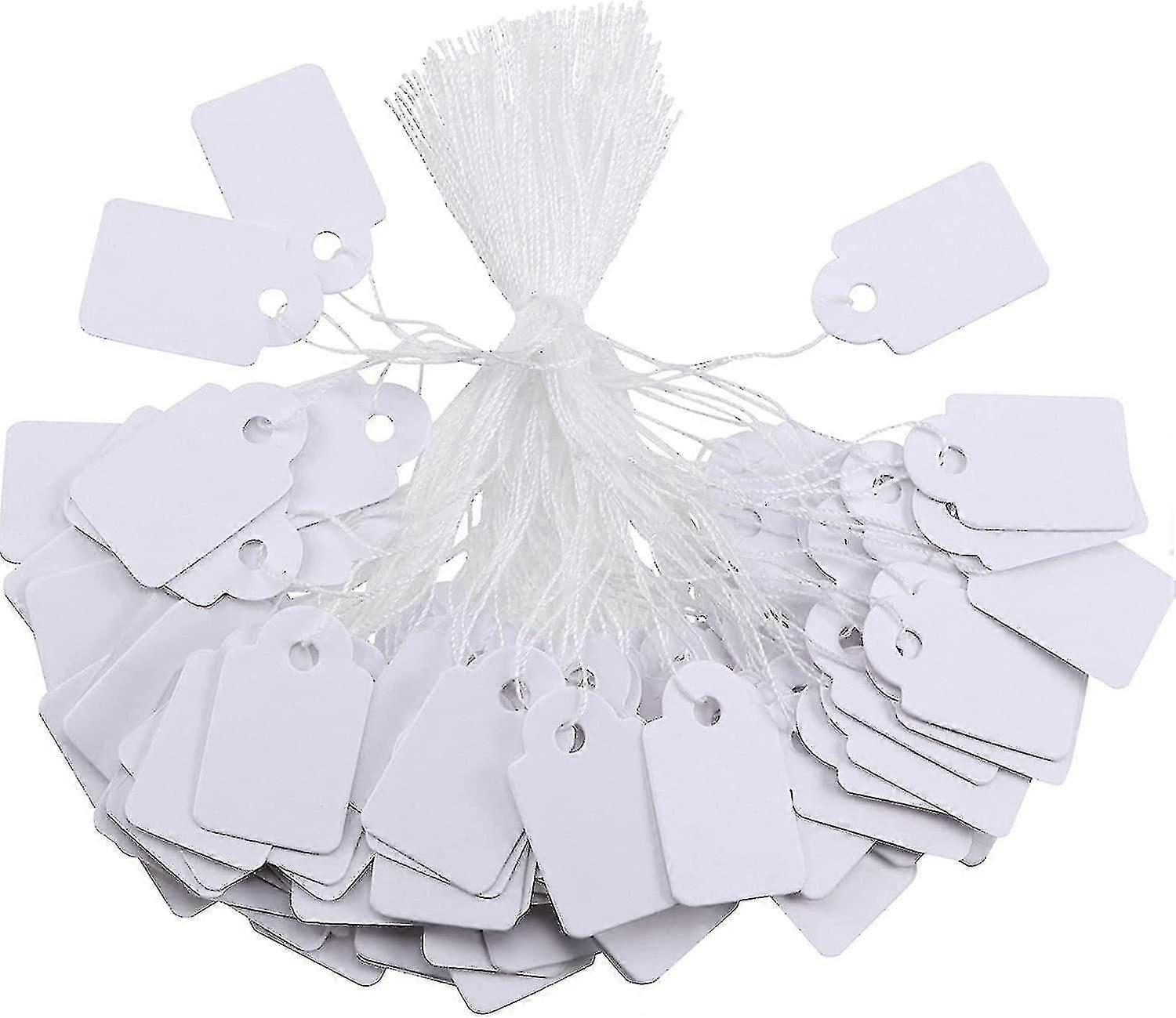 500pcs White Price Tags with Hanging String Display
