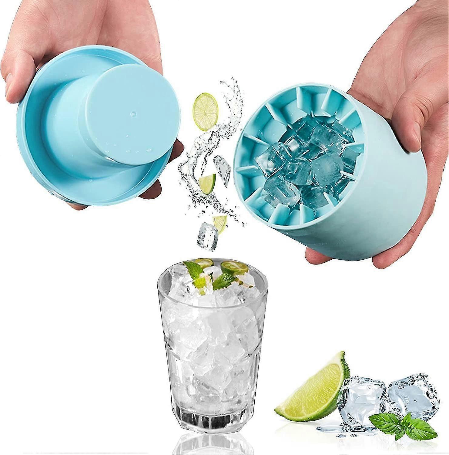 Silikon Eiswürfelschale mit Deckel, Eiswürfelbecher, Eiskübel