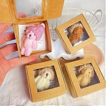 Handgemaakte mini-teddybeer set met inspirerende kaart in doos – Kleine zorgenbeertjes, knuffelbare pluche beertjes voor in je zak & cadeau voor emotionele steun