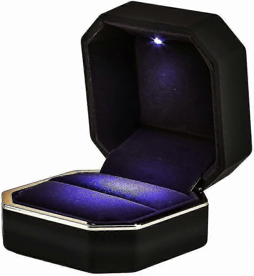 Luxus Ring Box, Quadratischer Samt Ehering Fall mit LED Licht