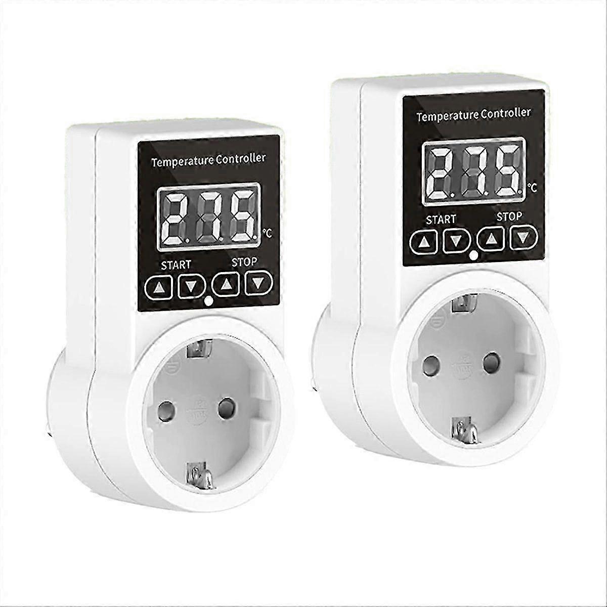 2pack Thermostat Socket with Sensor, Digital Temperature Controller Socket, Waterproof Temperature Switch EU Plug