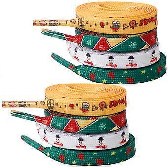 Cordones navideños planos para zapatos, zapatillas y botas (4 pares)