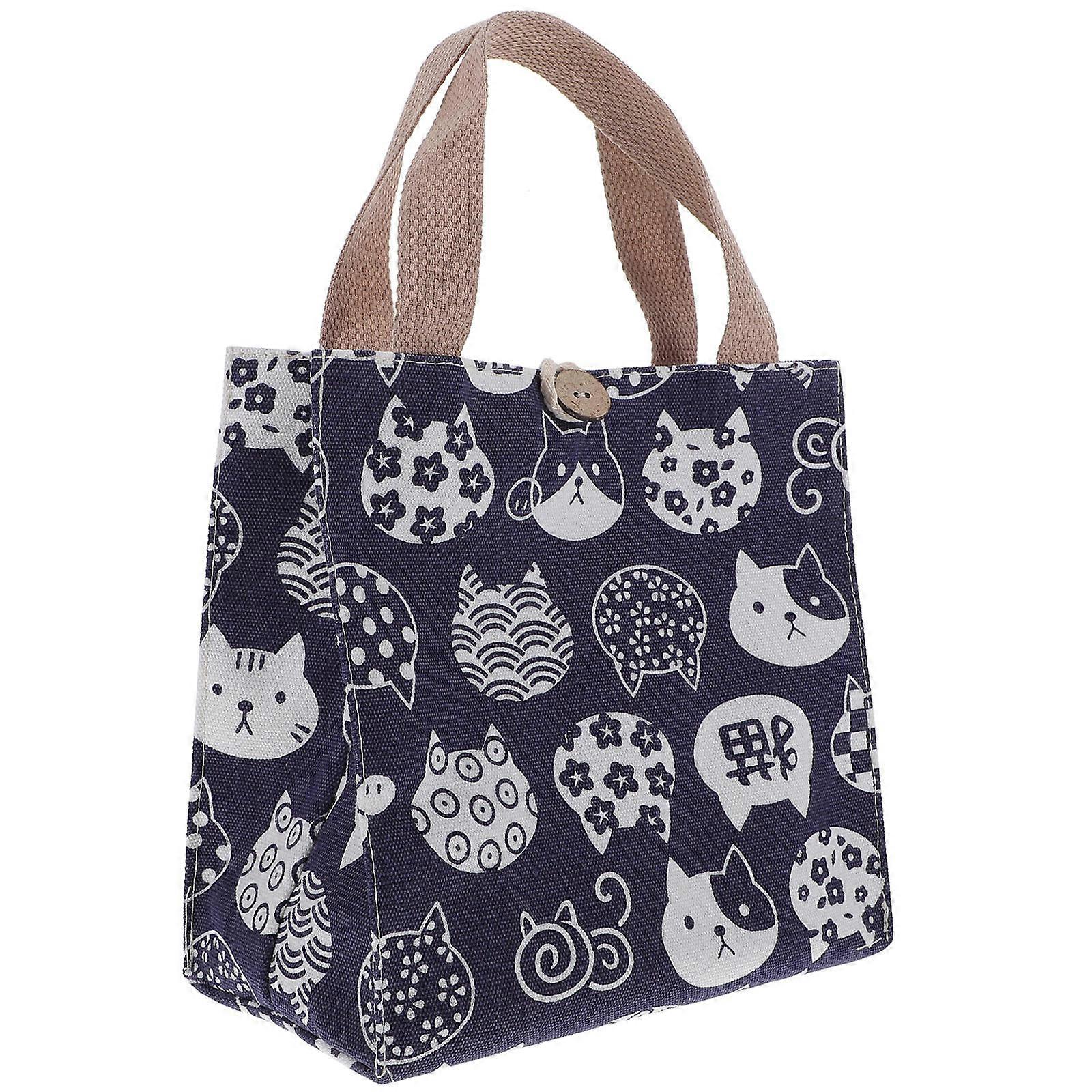 Lunch Bag with Japanese Cat Pattern for Storage Insulated