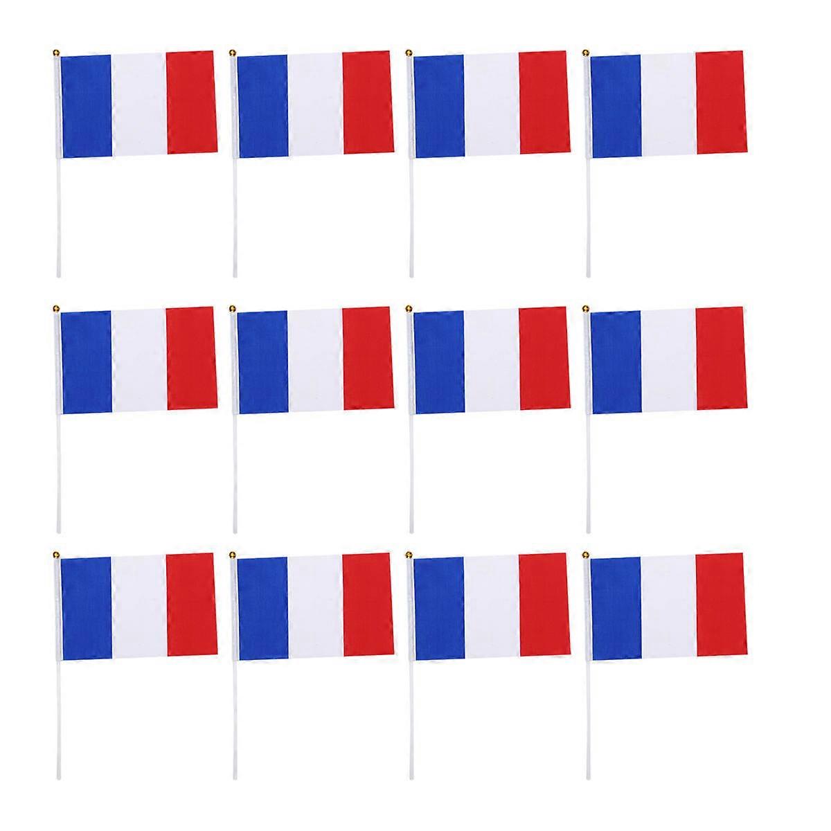 French Flags Hand Held Party Decoration Rectangular Multi 14*21 Cm 50Pcs
