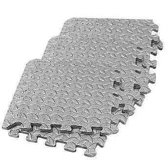 Leaf Grain Floor Pad Eva Splicing Mats for Gym Flooring 12Pcs Grey