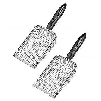 Metal Chicken Coop Shovel, Stainless Steel Poop Sifter Tool for Manure and Waste Removal, 2 Pack