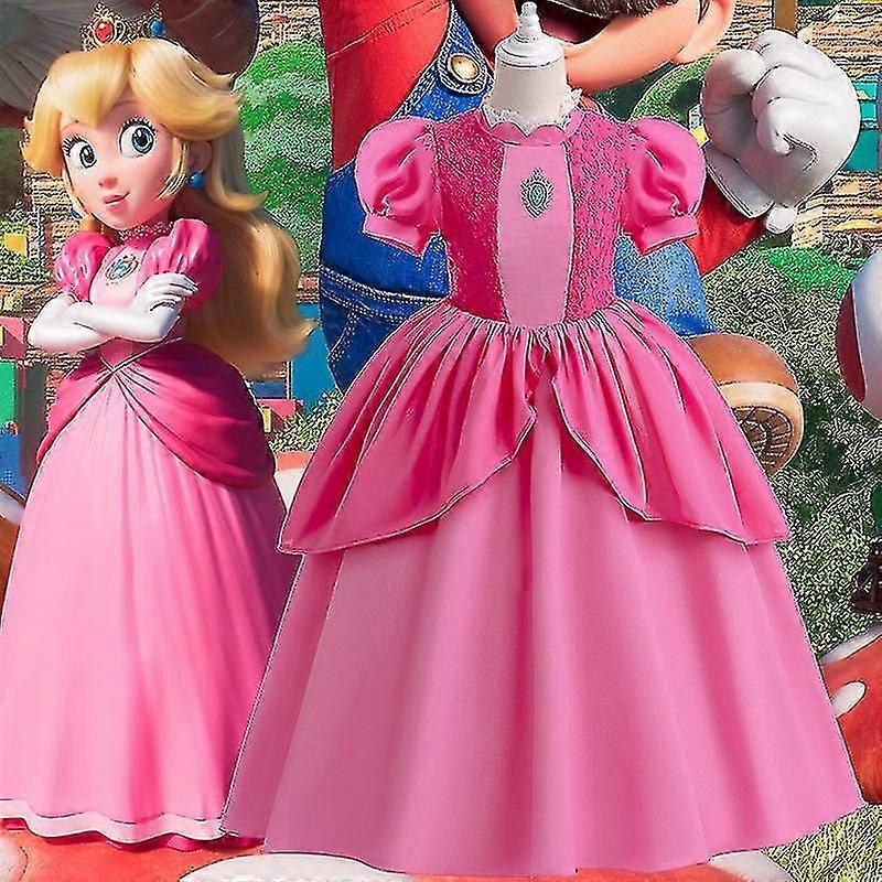 Prinsessan Peach Flicka Klänning Kostym