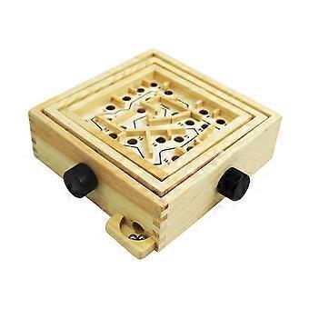 Beige Maze Wooden Toy Labyrinth Board Puzzle Game Ball Toy for Kids 1Pcs