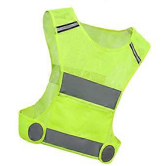 Gilet réfléchissant, gilet de sécurité haute visibilité ajustable Gilet réfléchissant extérieur avec poches zippées pour la course, vélo jaune fluorescent S