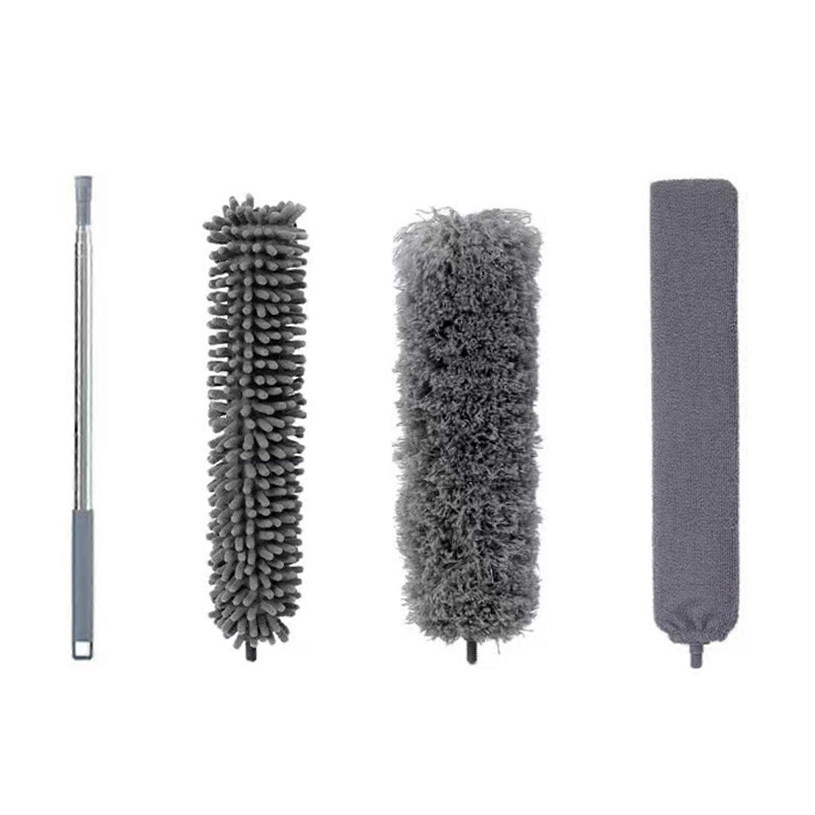 Jikaixiang Extendable Microfiber Duster Brush with Retractable Handle Replaceable Brush Heads Multifunctional Cleaning Tool