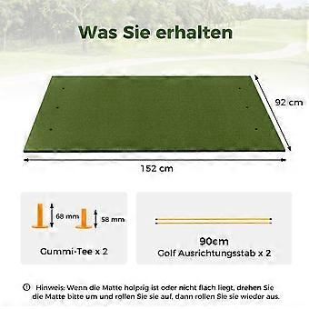 Golf tee mat 2 rubber tees and 2 alignment sticks 6 tee positions 152 x 92 cm thickness 20 mm