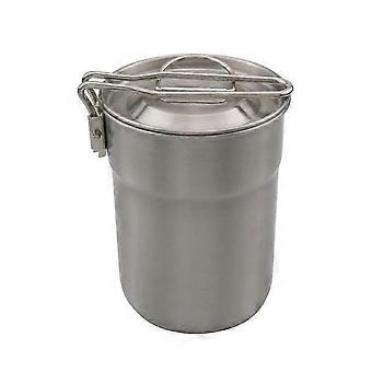 tasse de camping tasse à café en acier inoxydable marmite portable 1L avec couvercle poignée pliante pour le camping pique-randonnée randonnée randonnée