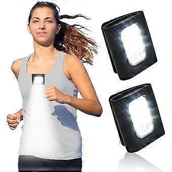 Set van 2 LED-veiligheidslampjes voor hardlopen, wandelen en hiken, waterbestendig, 4 standen, USB-opladen, sterke magnetische clip voor hardlopen in het donker.