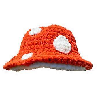 Handgjord svamphatt Hinkhatt Noppresistent Blommig hatt för kvinnor Mjuk mössa Virkad fiskarkeps Gatuhatt Orange Barn 48 till 53 cm