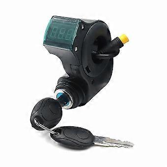 Universal E-Bike Control Replacement: Thumb Throttle with Ignition Lock Key & Digital Voltmeter Display, 3Pin Switch