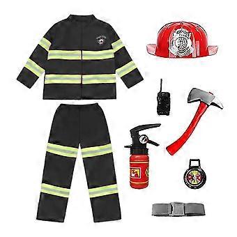 Conjunto de Fantasia de Bombeiro Infantil com 8 Peças e Extintor, Ideal para Festas de Aniversário e Brincadeiras de Faz de Conta, Perfeito para Meninos e Meninas.