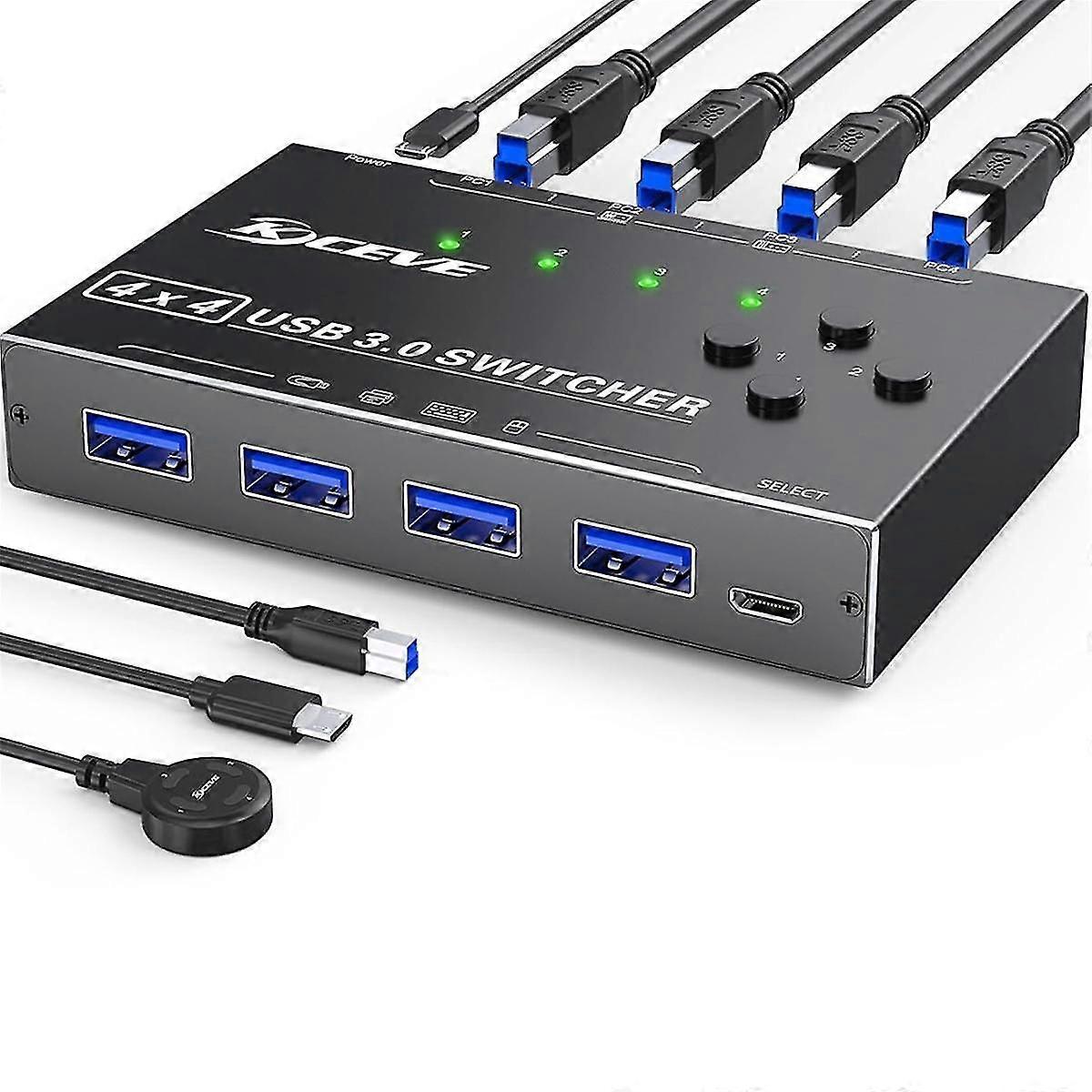 Usb 3.0 Switch 4 Computers, 4 Ports Usb Switch Selector For Keyboard Mouse Switch Printer Sharer