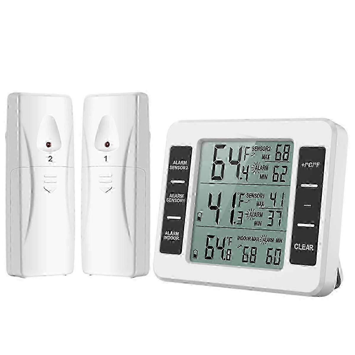 Wireless Freezer Thermometer Electronic Refrigerator Temperature Sensor 2 Pack