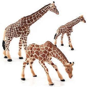 Simulated Animal Ornaments Giraffe Model Toy for Home Use Medium Brown Cognitive Stimulation 3Pcs