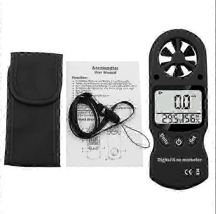 Mini handheld anemometer, thermometer and hygrometer, LCD digital screen display