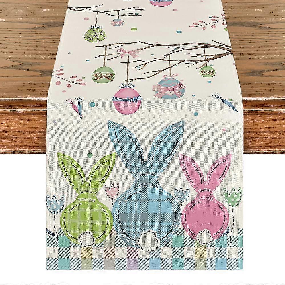 Bunny Egg Carrot Plaid Table Runner