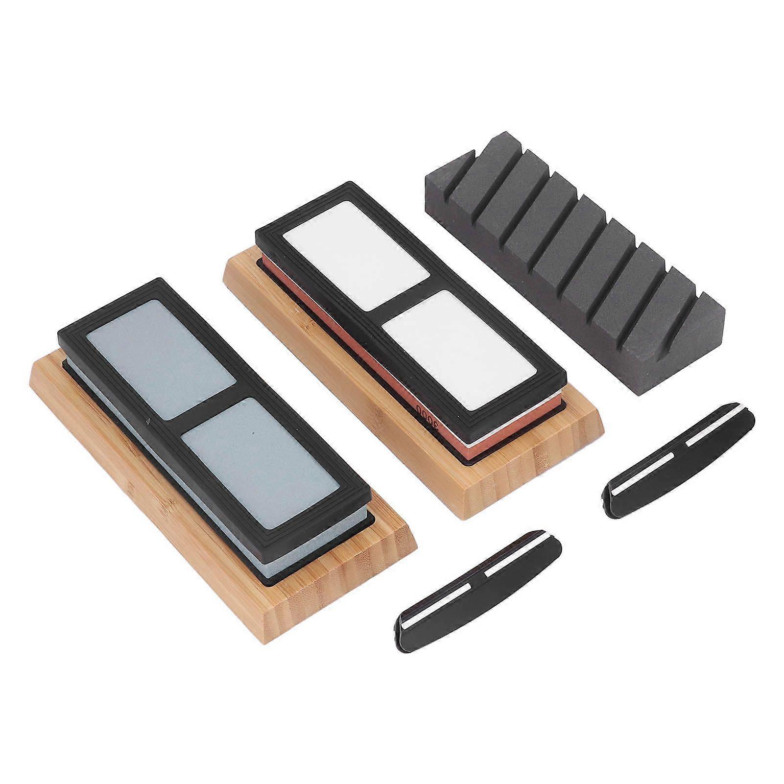 Dual Sided Sharpening Stone Kit Polishing Sharpener Combination Set with Angle Guide Base