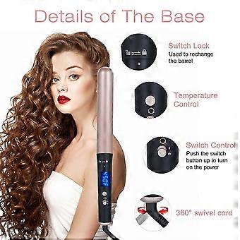 Hair Curler Set with 3 Interchangeable Barrels Adjustable Temperature for Curls and Waves