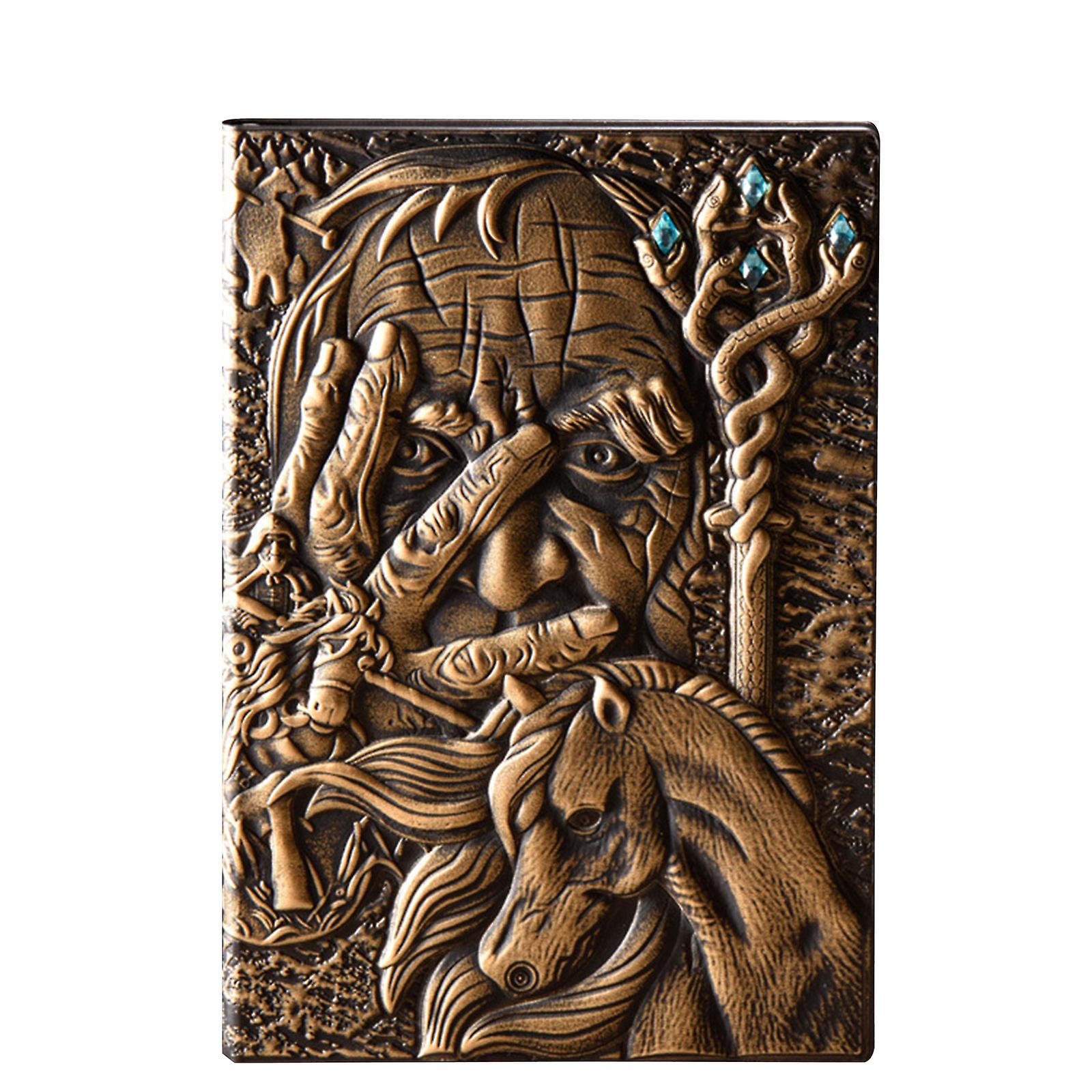 Hardcover Embossed Notebook Retro Leather Notepad A5 Journal Ribbon Bookmark