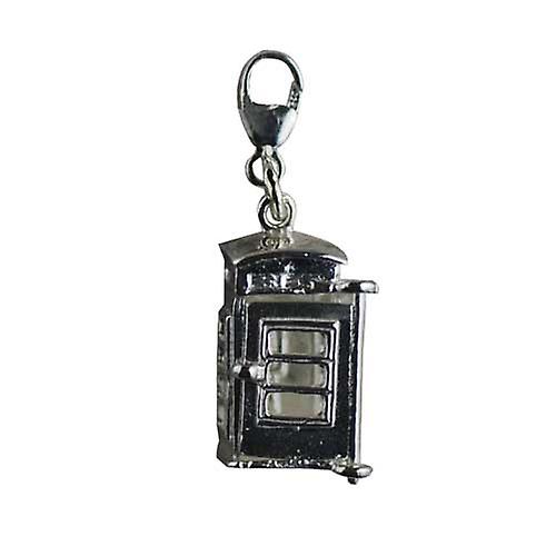 Silver 18x8mm opening phonebox Charm on a lobster trigger