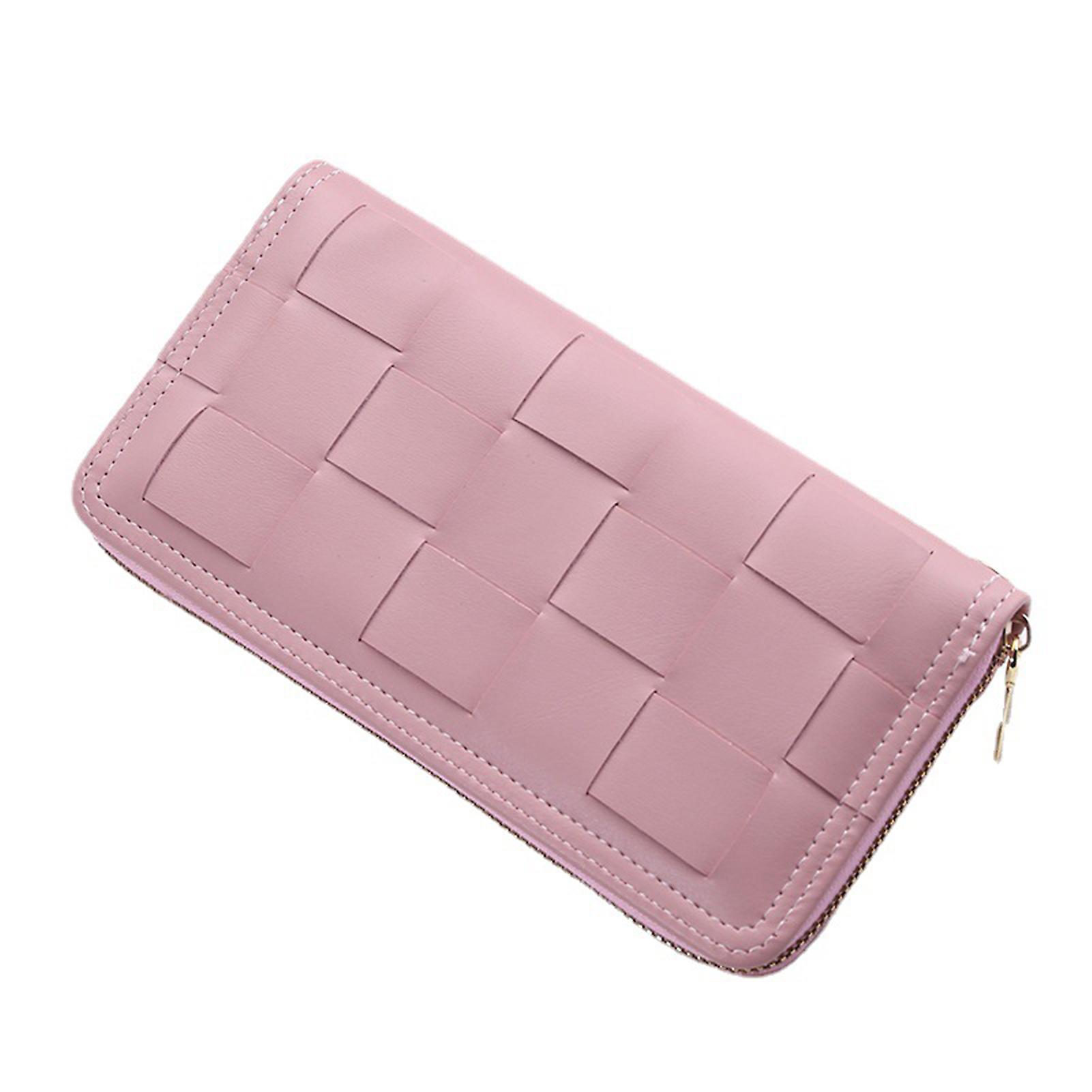 Women's Long Wallet Handbag With Wrist Strap Zipper Closure Purse