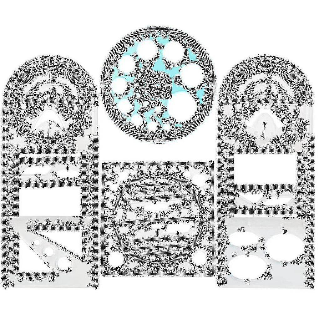 4 Pcs Multifunctional Geometric Ruler Drawing Tools Plastic Ruler Set Mathematics Measuring Drawing