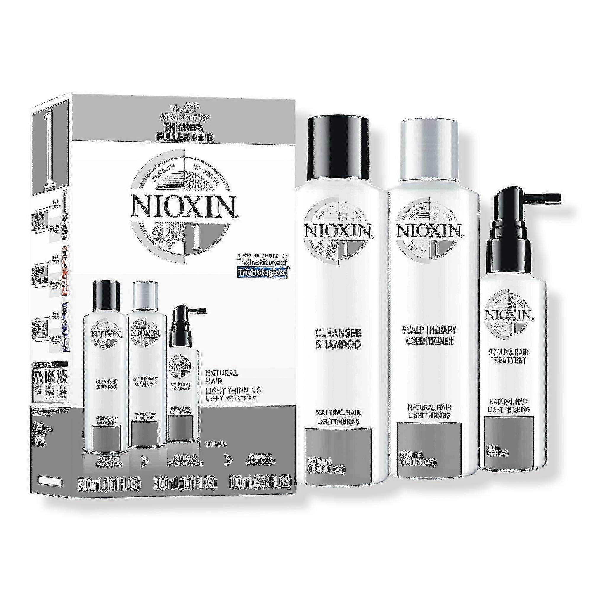 Nioxin 护发全套套装,含清洁剂、头皮疗法和头皮护理,系统 1,1 个